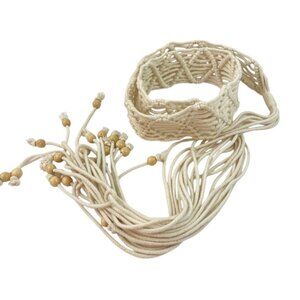 Vintage Macrame Cord Waist Belt Fringe Beads Hippie Boho Festival Pennylane 70's